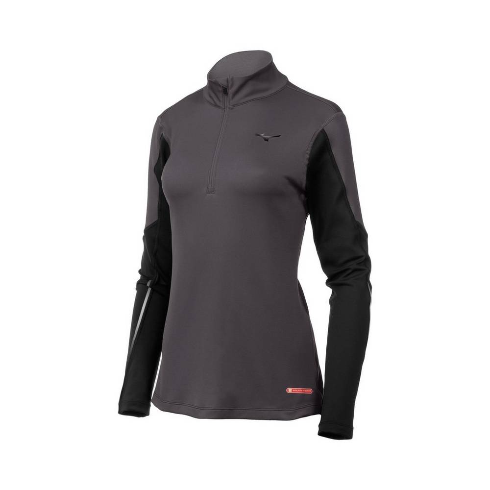 Base Layer Mizuno Breath Thermo® Half Zip Mujer Gris/Negras Ofertas DUWT-09627